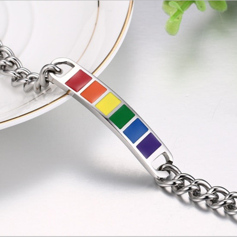 Brazalete de acero inoxidable de acero de titanio arcoiris al por mayor